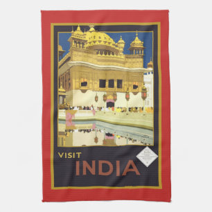 Indien Vintage Poster besuchen Geschirrtuch