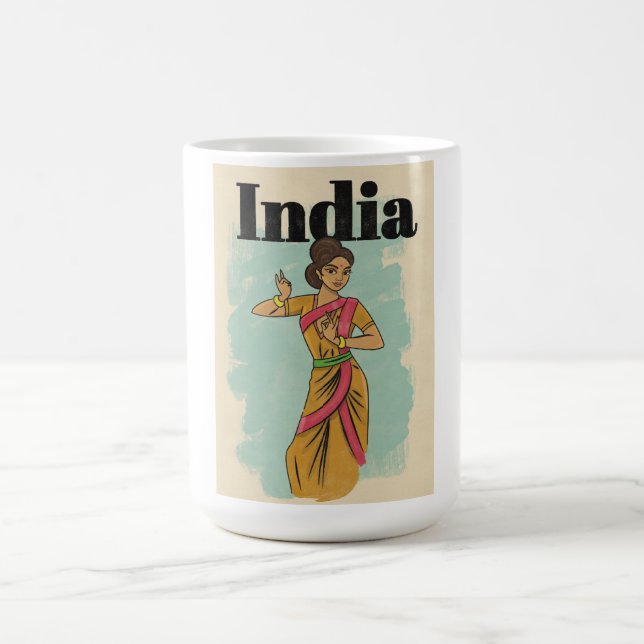 Indien Vintage-Reiseposter Kaffeetasse (Mittel)