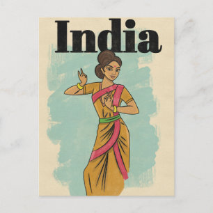 Indien Vintage-Reiseposter Postkarte