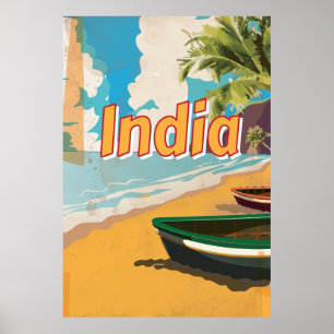 Indien Vintage-Urlaubsposter Poster