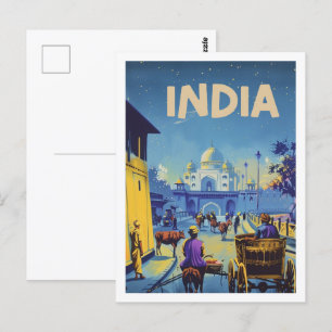 Indien Vintager beliebter Reiseort Postkarte