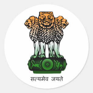 Indien-Wappen Flagge Runder Aufkleber