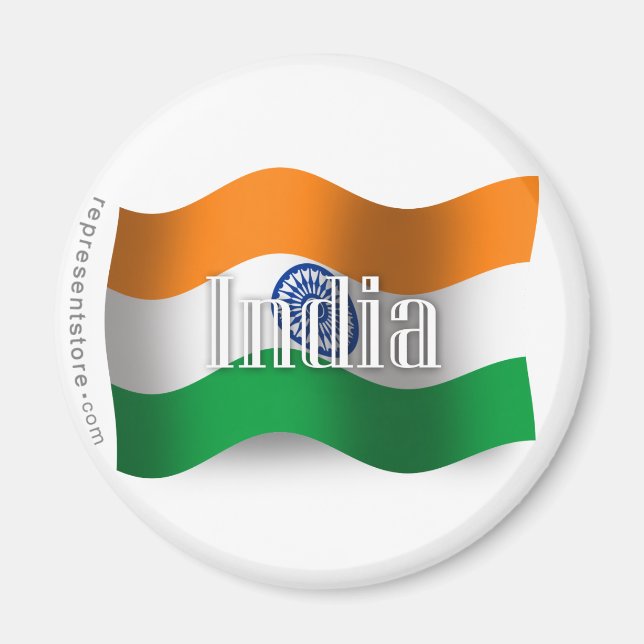 Indien Waving Flag Magnet (Vorne)