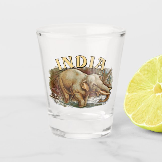 Indien Wildlife - Indischer Elefant Schnapsglas (Vorderseite)