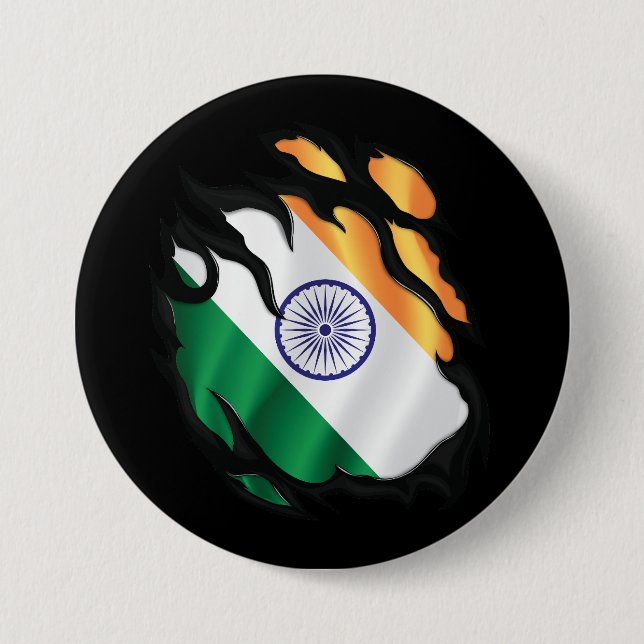 Indien zerrissene Flagge Button (Vorderseite)