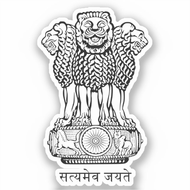 Indiens LänderEmblem Aufkleber (Vorderseite)