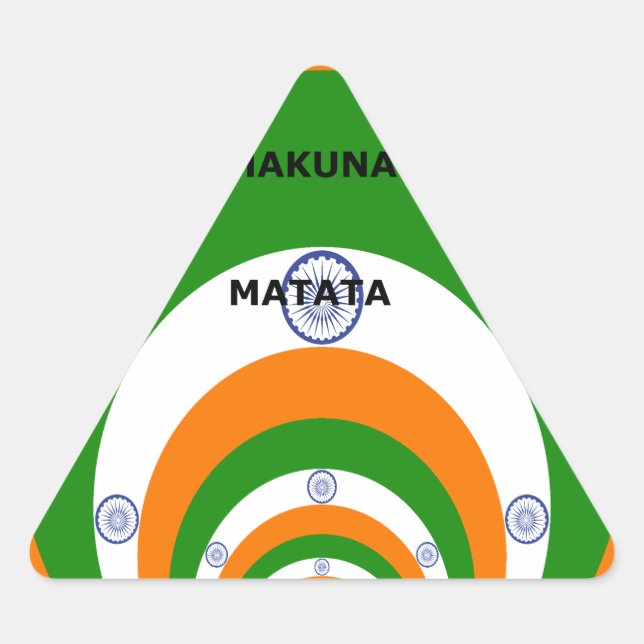 Indiens National Flag Colors Design. Hakuna Matata Dreieckiger Aufkleber (Vorderseite)