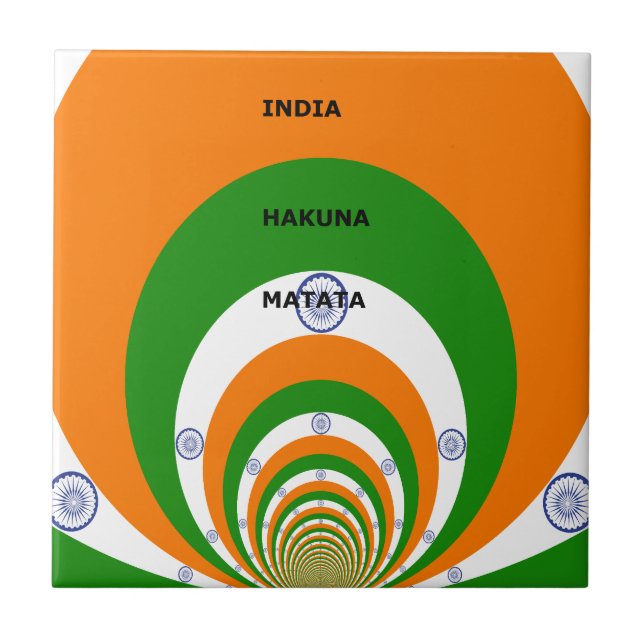 Indiens National Flag Colors Design. Hakuna Matata Fliese (Vorderseite)