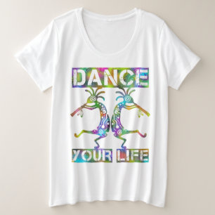 Indigene Amerikaner Kokopelli - Dance Your Life 2 Große Größe T-Shirt