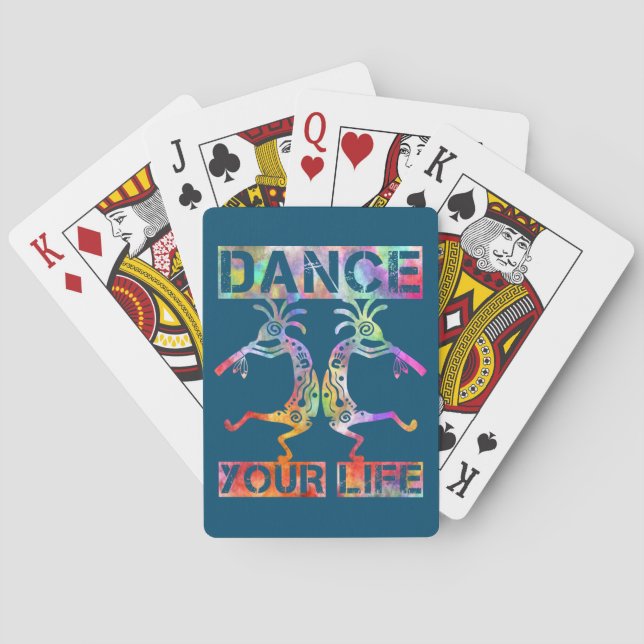 Indigene Amerikaner Kokopelli - Dance Your Life 3 Spielkarten (Rückseite)