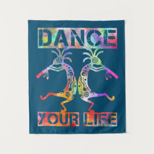 Indigene Amerikaner Kokopelli - Dance Your Life 3 Wandteppich