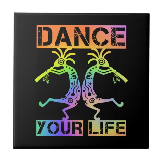 Indigene Amerikaner Kokopelli - Dance Your Life 4 Fliese (Vorderseite)