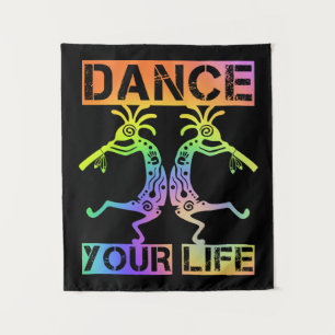 Indigene Amerikaner Kokopelli - Dance Your Life 4 Wandteppich