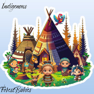 Indigene Amerikanische Ureinwohner, Tipis & Animal Aufkleber