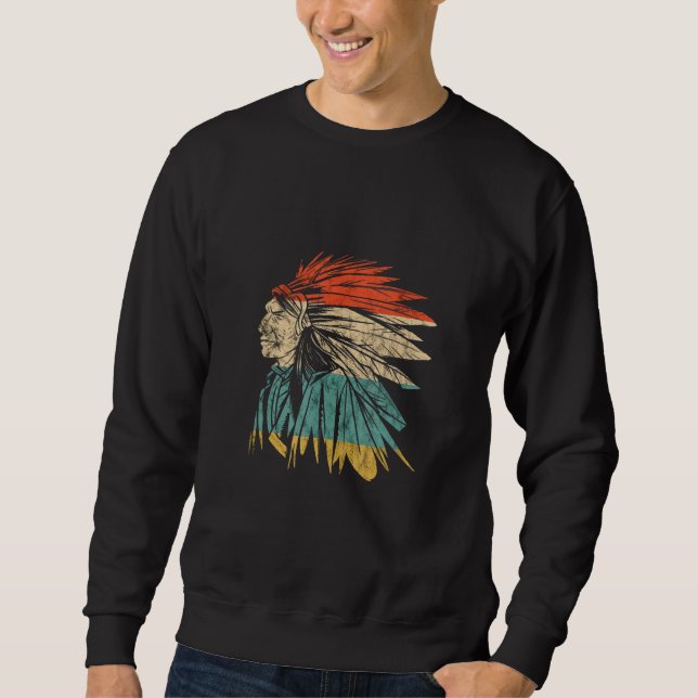 Indigene indigene Indianer-Chef Feather He Sweatshirt (Vorderseite)