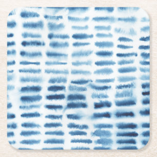 Indigio Aquarelldruck Rechteckiger Pappuntersetzer