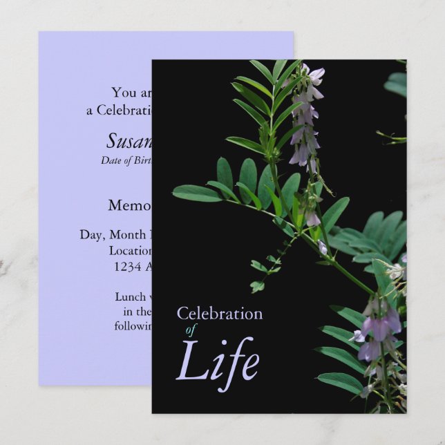 Indigo 2 Célébration de la vie Faire-part funérair (Devant / Derrière)