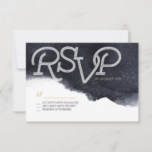 Indigo Aquarell Moderne einfache Hochzeit RSVP