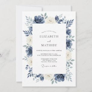 Indigo Atmosphärische Winterhochzeit Einladung