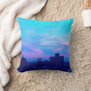 Indigo Awakenings, Sunrise Manhattan Style Kissen