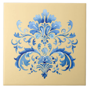 Indigo Azulejo Blau Portugiesisch Lissabon Botanis Fliese