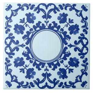 Indigo Azulejo Blau Portugiesisch Lissabon Botanis Fliese