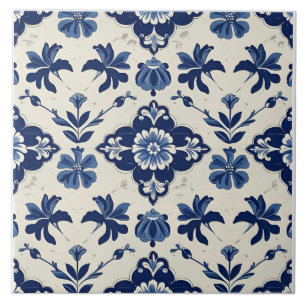 Indigo Azulejo Blau Portugiesisch Lissabon Botanis Fliese