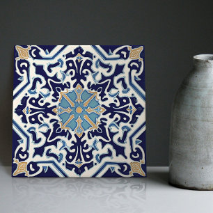 Indigo Azulejo Blau Portugiesisch Lissabon Dekorat Fliese