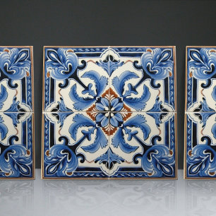 Indigo Azulejo Blau Portugiesisch Lissabon Dekorat Fliese