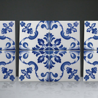 Indigo Azulejo Blau Portugiesisch Lissabon Dekorat Fliese