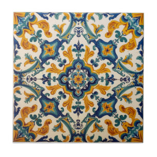 Indigo Azulejo Blau und gelb Portugiesisch  Fliese
