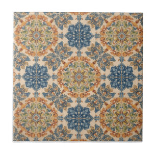 Indigo Azulejo Blau und Gelb Portugiesisch Fliese