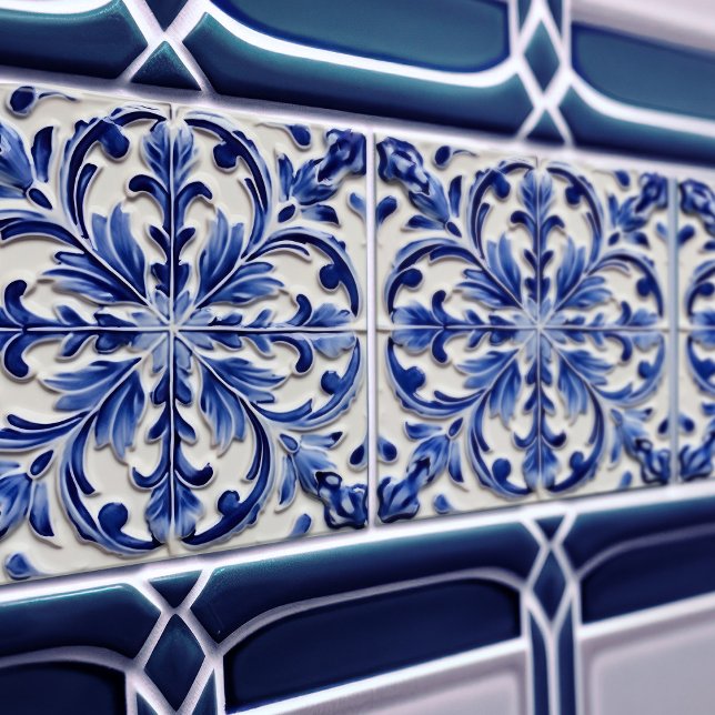 Indigo Azulejo Blue Portugiesische Lissabon-Dekora Fliese (Von Creator hochgeladen)
