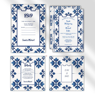 Indigo Azulejo Blue Portugiesische Lissabon-Dekora Save The Date