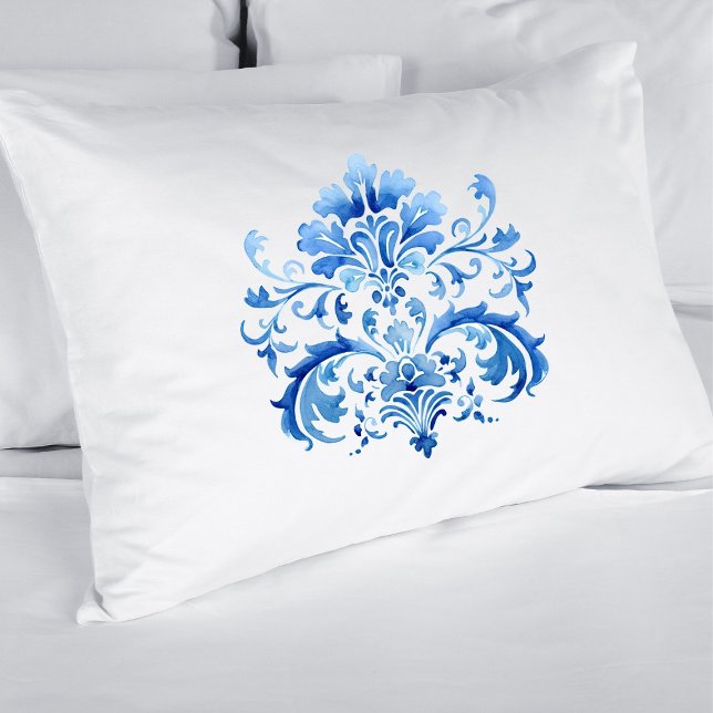 Indigo Azulejo Blue Portuguese Lisbon Botanical Kissenbezug (Indigo Azulejo Blue Portuguese Lisbon Botanical Pillow Case)