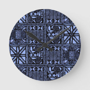 Indigo Batik Quilt - Blue Runde Wanduhr