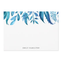 Indigo-Blätter | Personalisierte Stationery Flat C