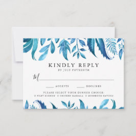 Indigo-Blätter | RSVP-Karte mit Wahlmöglichkeit RSVP Karte