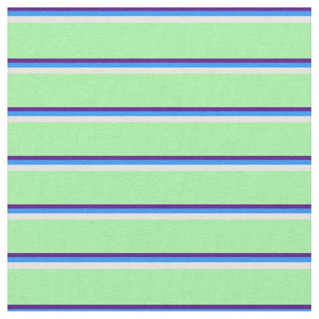 Indigo, Blau, Beige und Grünes Muster Stoff (Nahaufnahme)