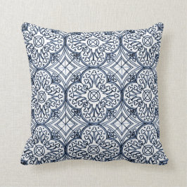Indigo-Blau-Fliesen-Muster-Kissen Kissen