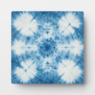 Indigo Blau Shibori Tie Dye Muster Fotoplatte