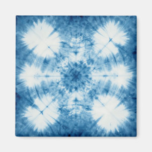 Indigo Blau Shibori Tie Dye Muster Magnet