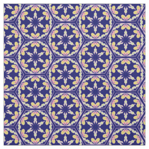 Indigo Blau Spanisch Mittelmeerkachelmuster Stoff