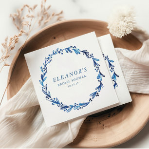 Indigo-Blau-Tinte Botanische Hochzeitsdusche nach Serviette
