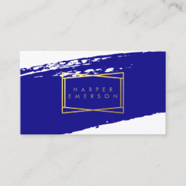 Indigo-Blau und Goldbrushstrokes-Karte Visitenkarte