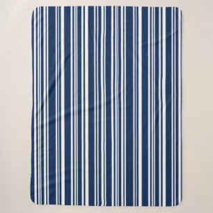 Indigo Blau und Weiß Moderne Streifen Sherpadecke