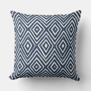Indigo Blau & Weiß Geometrisches Kissen