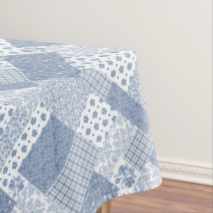 Indigo-Blau, weiße Imitat-Patchwork-Tischdecke Tischdecke