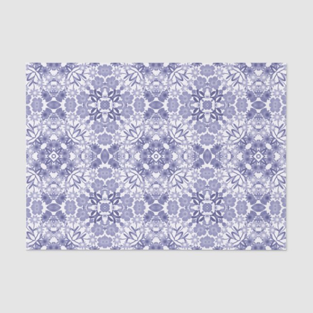 Indigo-Blau-weißes Blumenspitze-Seidenpapier Seidenpapier (Vorderseite)