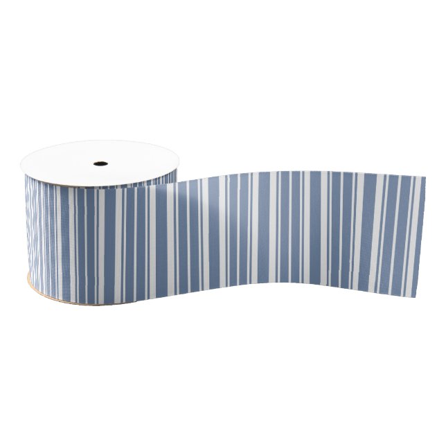 Indigo-Blau-Weißtickendes gestreiftes Ripsband (Spule)